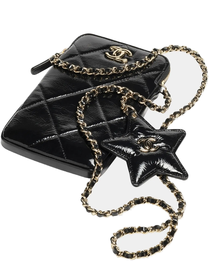 Phone Case With Chain Black Shiny Crumpled Calfskin Chanel оригінал – Купити в Україні