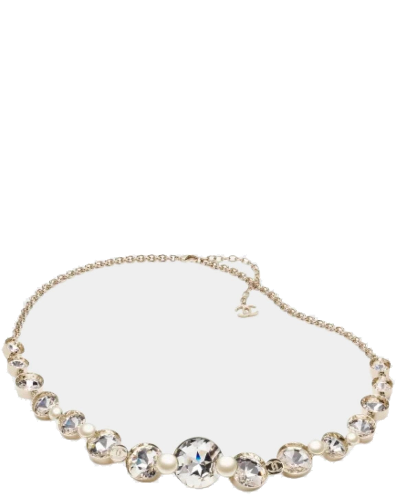 Chain Belt Metal Resin & Rhinestones Gold Pearly White & Crystal Chanel оригінал – Купити в Україні