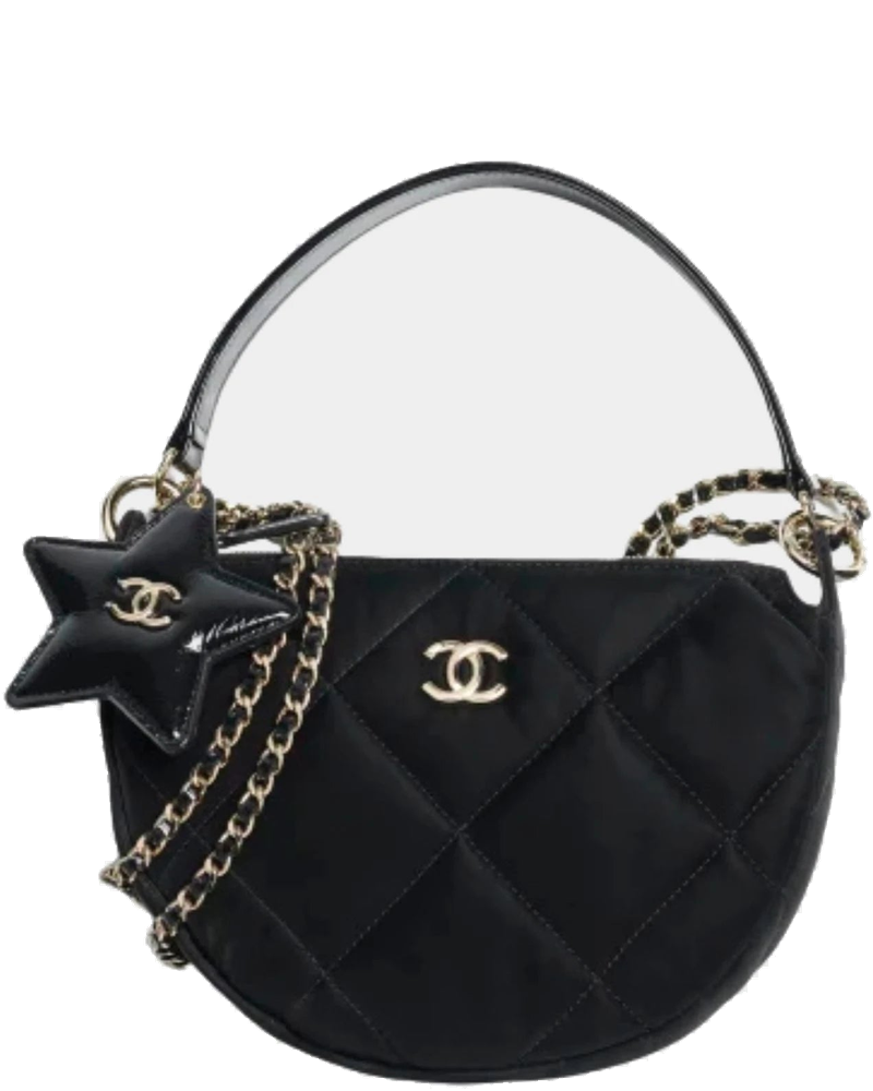 Clutch With Chain Black Velvet-Effect Nylon Shiny Crinkled Calfskin Chanel оригінал – Купити в Україні