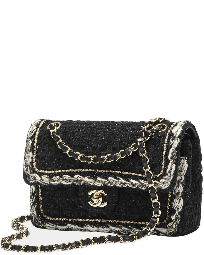 Small Classic Bag Cotton Tweed & Gold Metal Black Chanel – Гарантія оригінальності