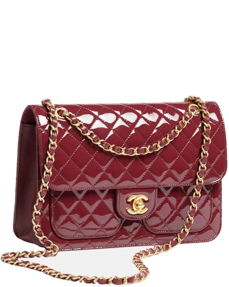 Flap Bag In Bordeaux Patent Calfskin And Gold Metal Chanel оригінал – Купити в Україні