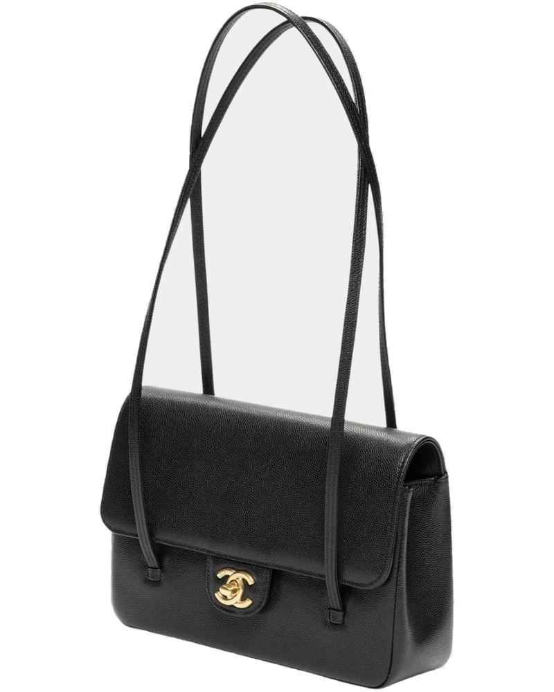 Small Flap Bag Glossy Grained Calfskin & Gold-Tone Metal Black Chanel – Гарантія оригінальності