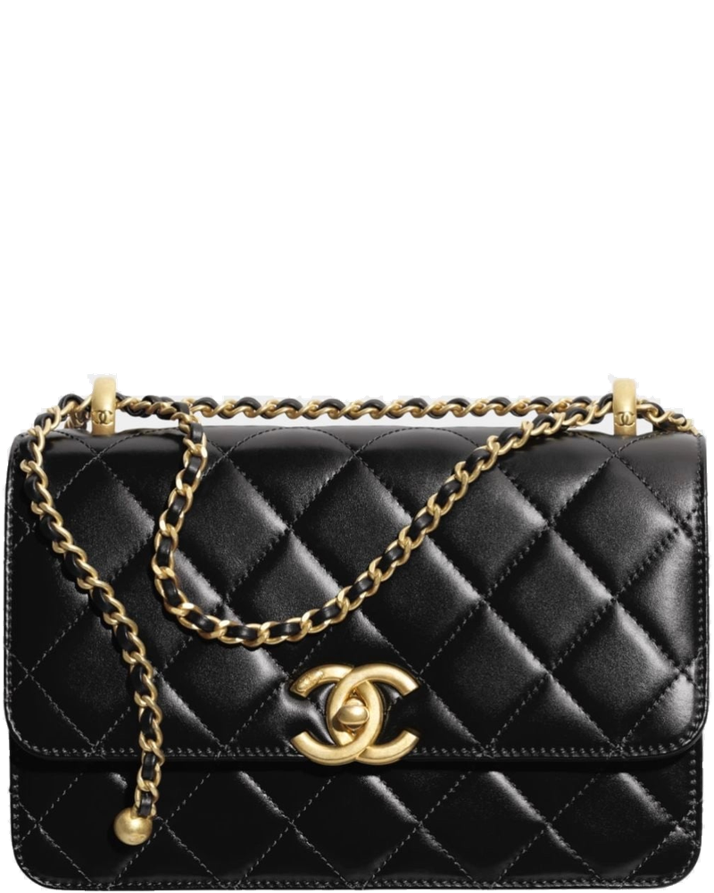 Оригінальна Small Flap Bag Shiny Calskin & Gold Tone Metal Black Chanel