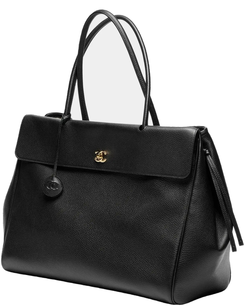 Large Tote Bag Grained Calfskin & Gold-Tone Metal Black Chanel оригінал – Купити в Україні