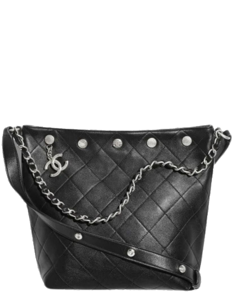 Large Bucket Bag Shiny Lambskin Silver Tone Metal Black Chanel – Гарантія оригінальності