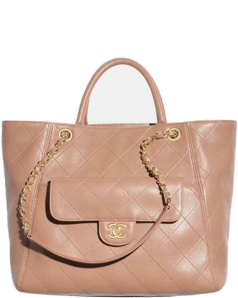 Shopping Bag Grained Calfskin & Gold Tone Metal Brown Chanel оригінал – Купити в Україні