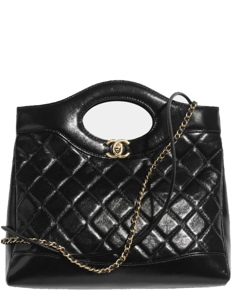 Shopping Bag Shiny Lambskin & Gold Tone Metal Black Chanel оригінал – Купити в Україні
