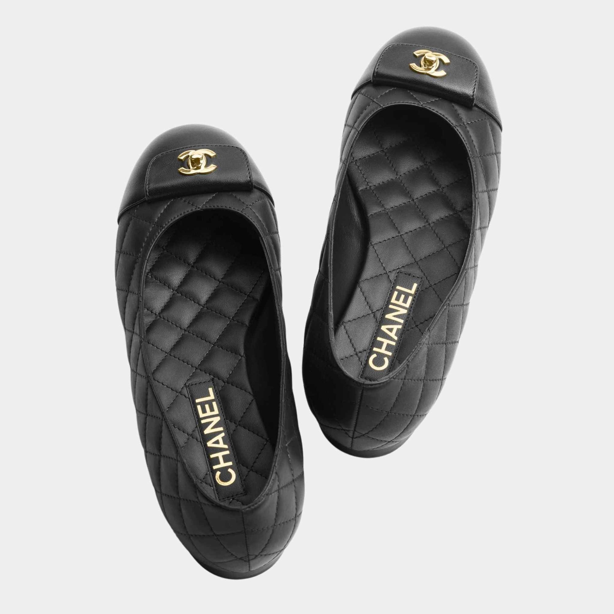 Оригінальна Ballet Flats Calfskin And Lambskin Black Chanel – вид ззаду