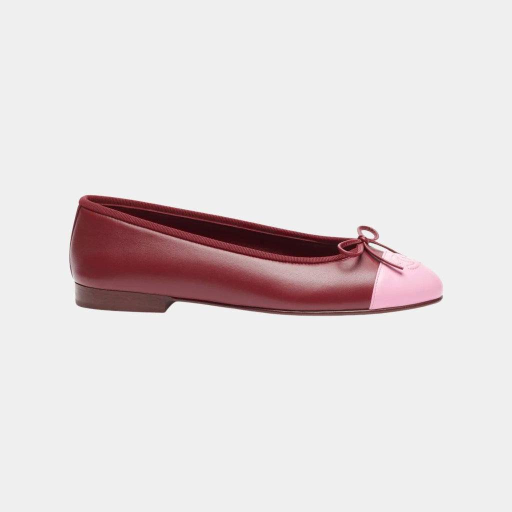 Ballet Flats In Lambskin Burgundy & Pink Chanel – Гарантія оригінальності – боковий вид