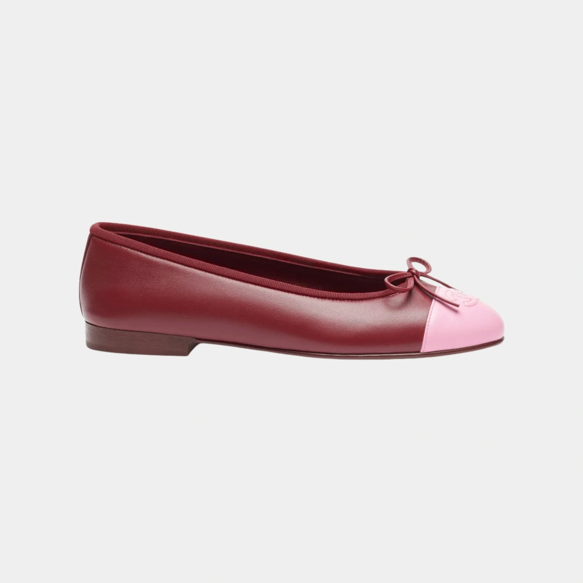 Ballet Flats In Lambskin Burgundy & Pink Chanel – Гарантія оригінальності – боковий вид