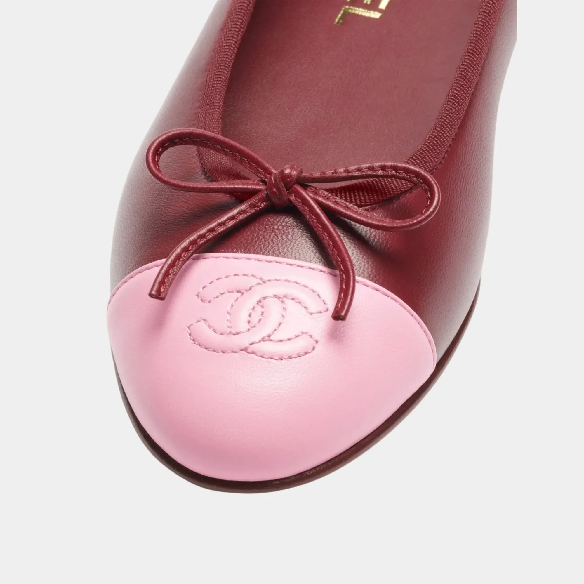 Ballet Flats In Lambskin Burgundy & Pink Chanel – Гарантія оригінальності – детальний вид