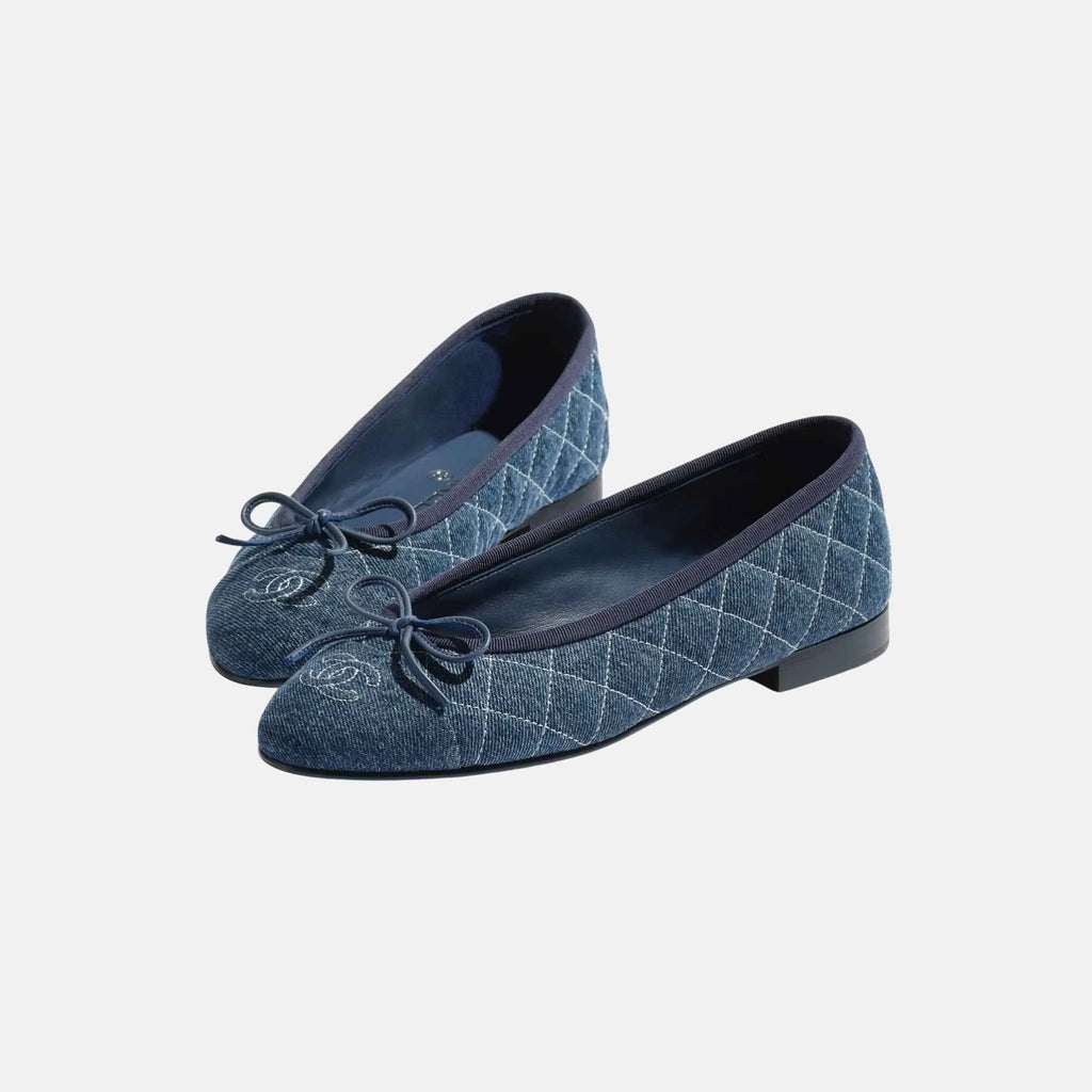 Ballet Flats In Tweed And Fabric Denim Chanel – Гарантія оригінальності – вид ззаду