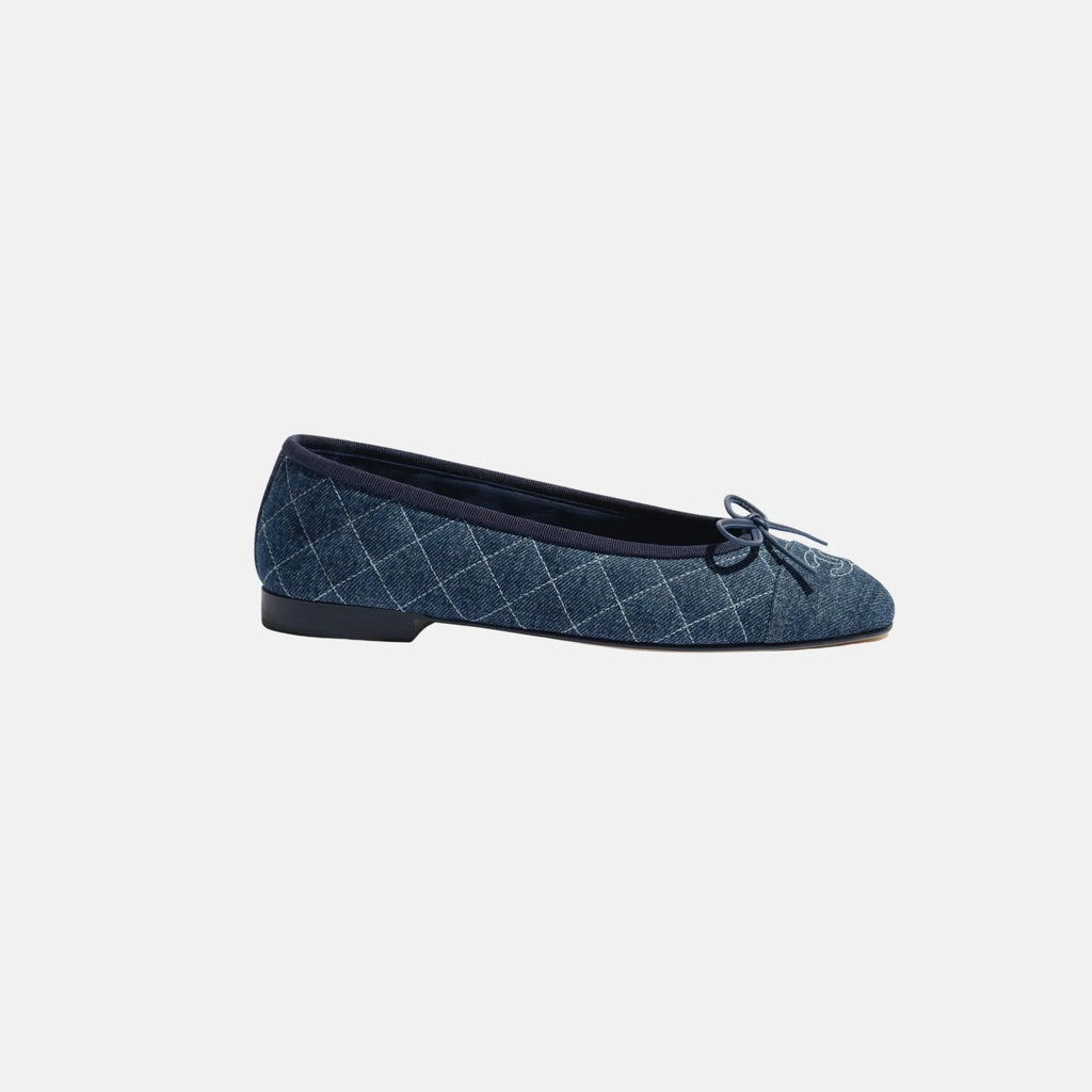 Ballet Flats In Tweed And Fabric Denim Chanel – Гарантія оригінальності – боковий вид