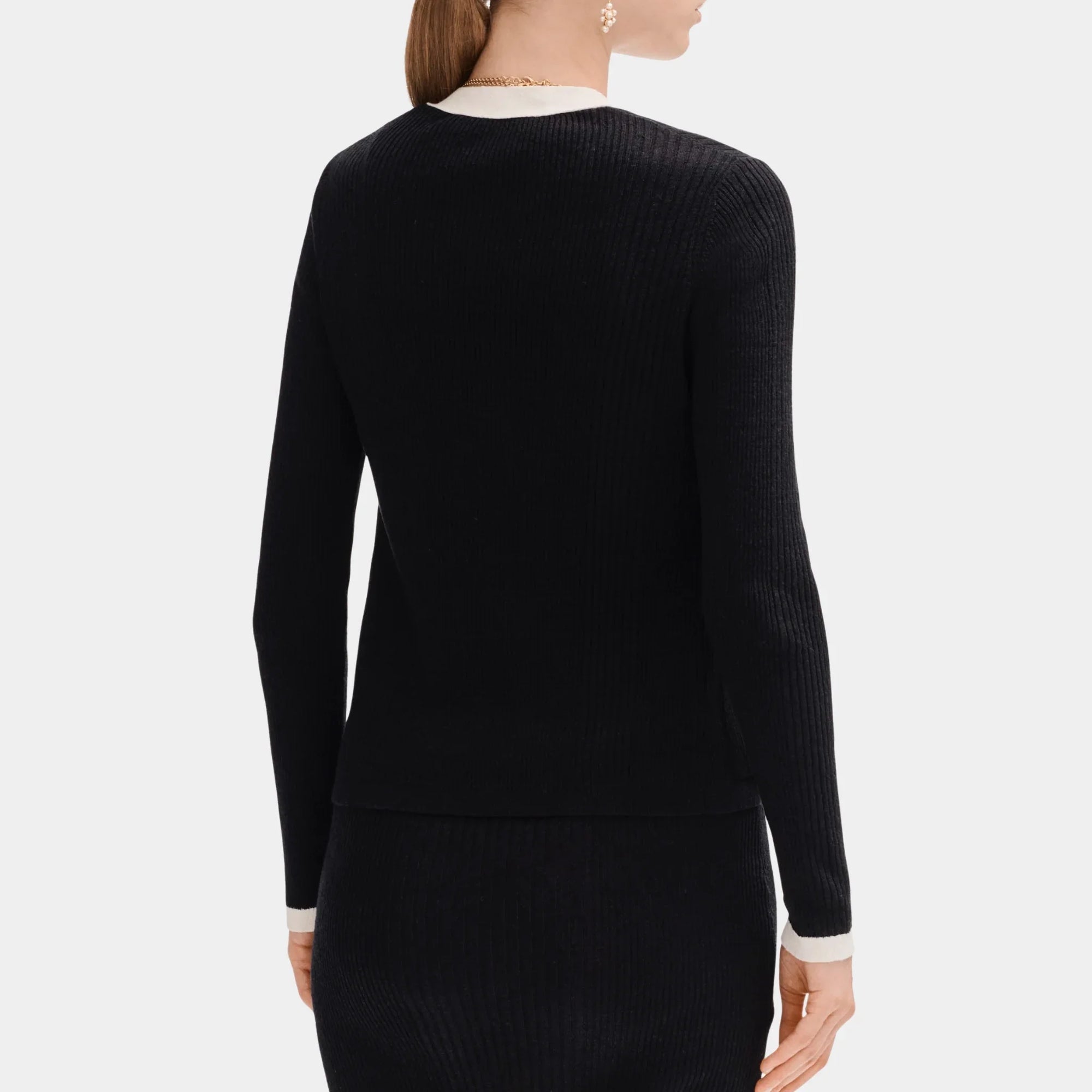 Black And White Cardigan In Linen And Cotton Chanel оригінал – Купити в Україні – вид ззаду