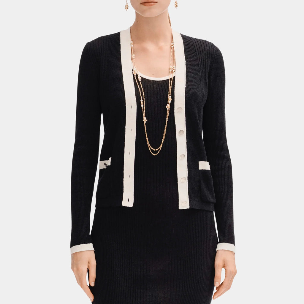 Black And White Cardigan In Linen And Cotton Chanel оригінал – Купити в Україні – боковий вид