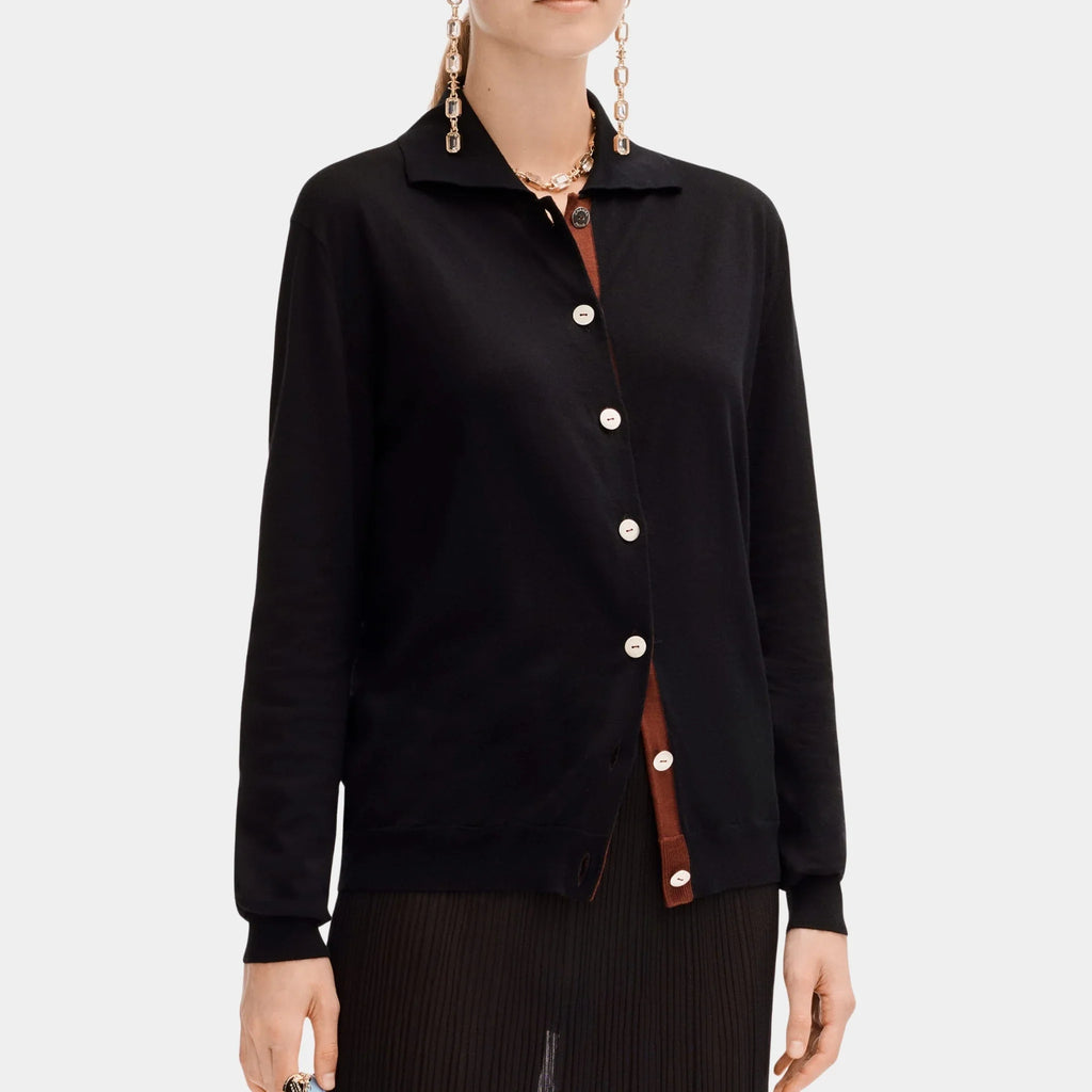 Black Cardigan In Cotton And Cashmere Chanel – Гарантія оригінальності – боковий вид