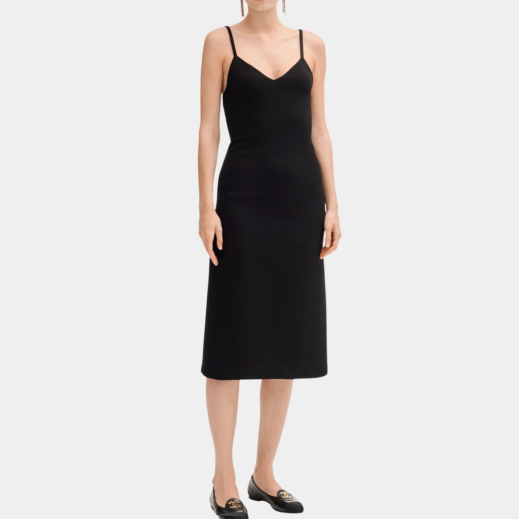 Оригінальна Black MIDI Dress In Silk Crepe Chanel – боковий вид