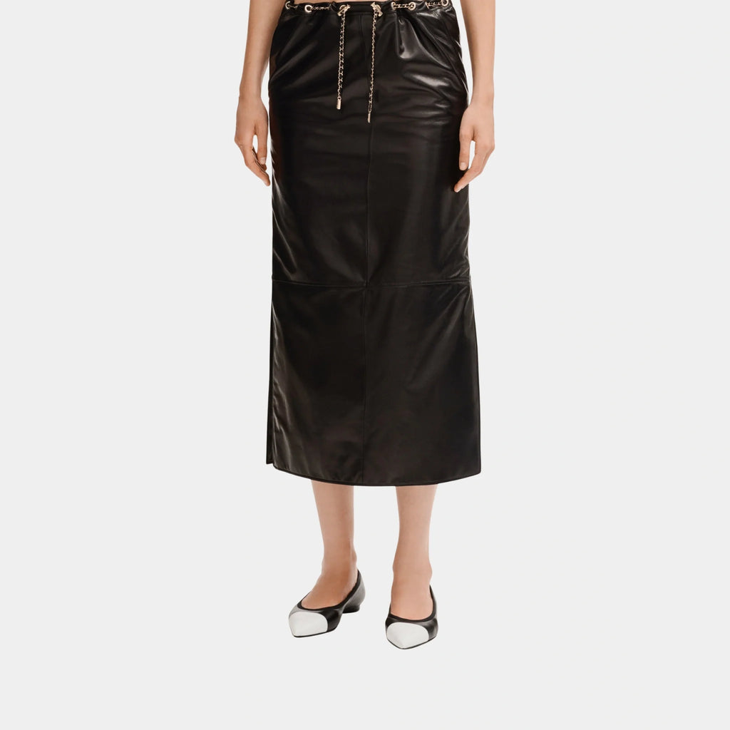 Black MIDI Skirt In Lambskin Chanel – Гарантія оригінальності – боковий вид