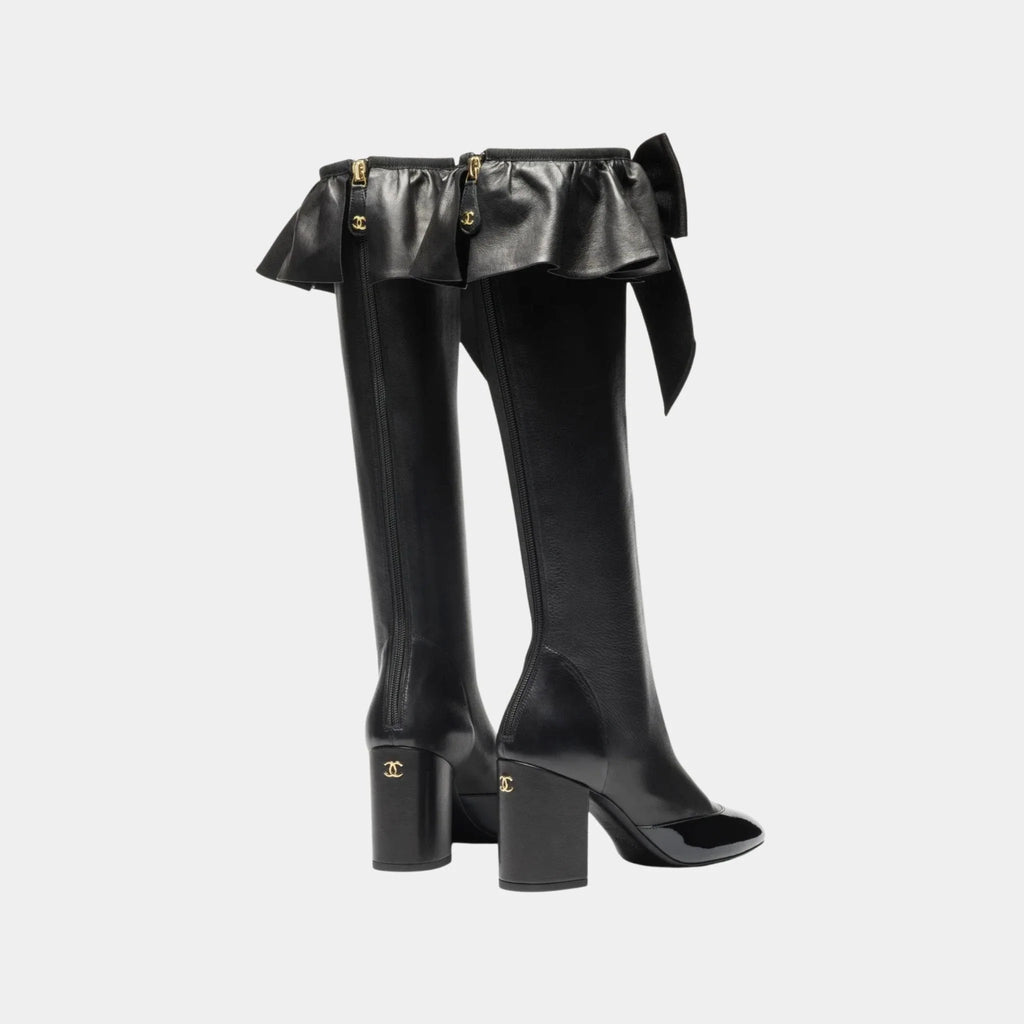 Boots In Stretch Lambskin And Patent Calfskin Chanel оригінал – Купити в Україні – вид ззаду