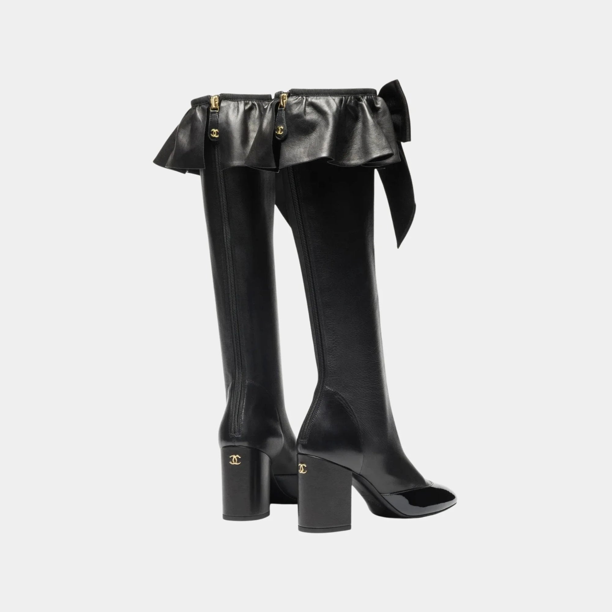 Boots In Stretch Lambskin And Patent Calfskin Chanel оригінал – Купити в Україні – вид ззаду