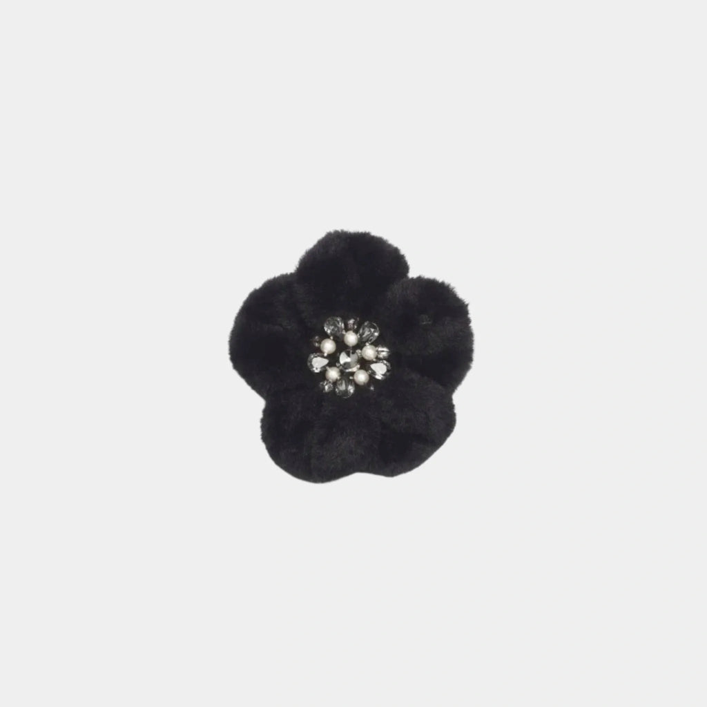 Camellia Mixed Fibers Rhinestones & Glass Beads Black Chanel – Гарантія оригінальності – вид ззаду