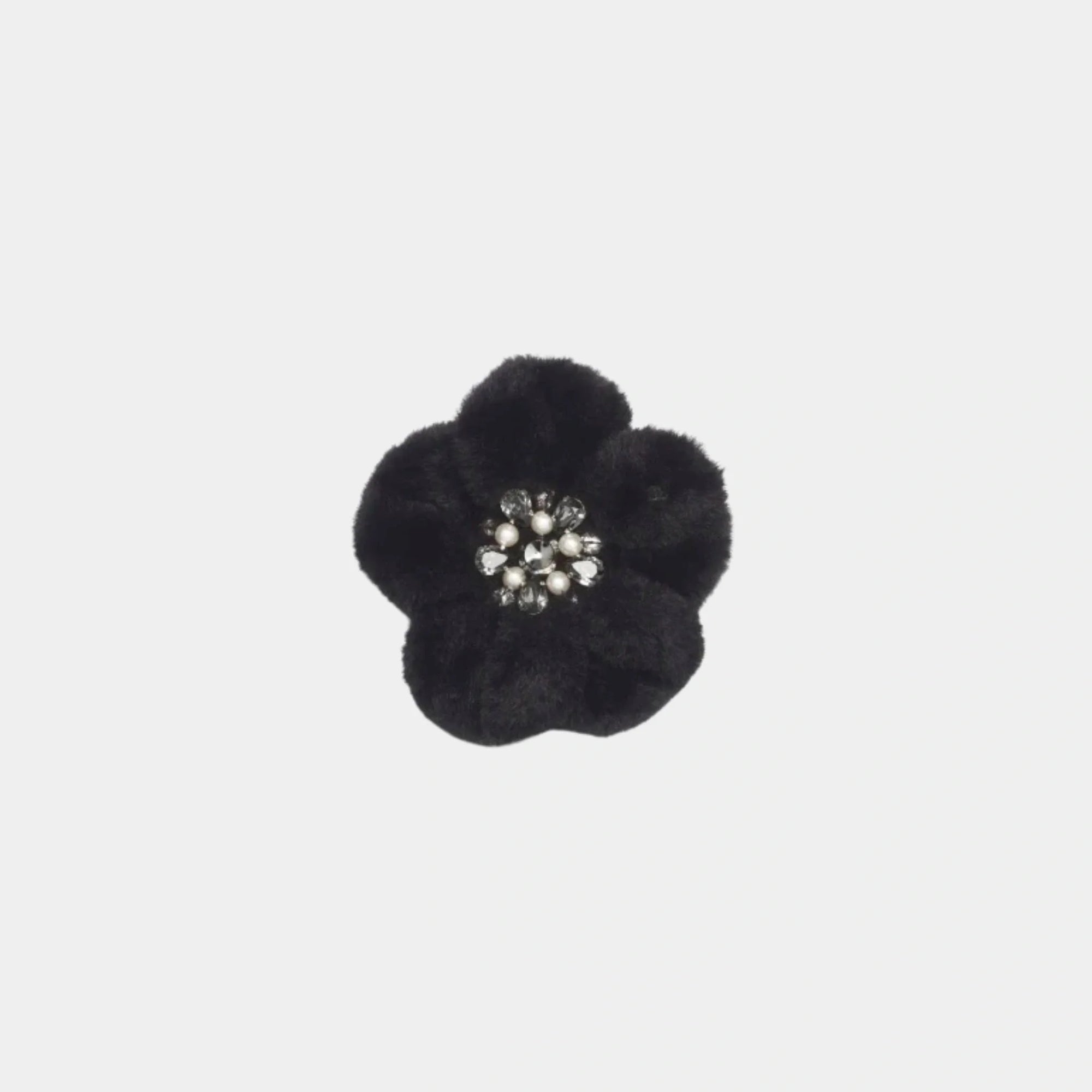 Camellia Mixed Fibers Rhinestones & Glass Beads Black Chanel – Гарантія оригінальності – вид ззаду