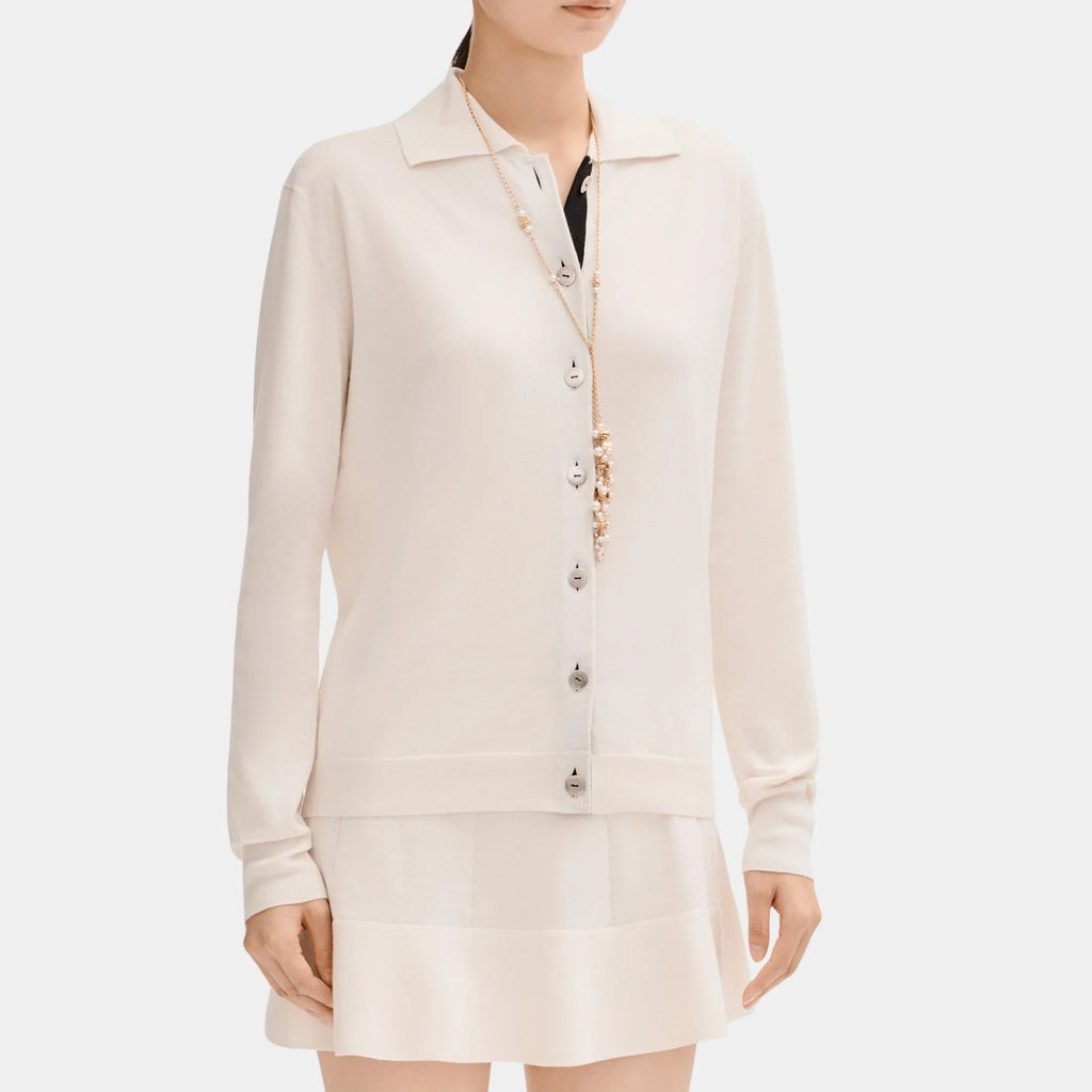 Cardigan In Cotton And Cashmere Ivory Chanel – Гарантія оригінальності – боковий вид