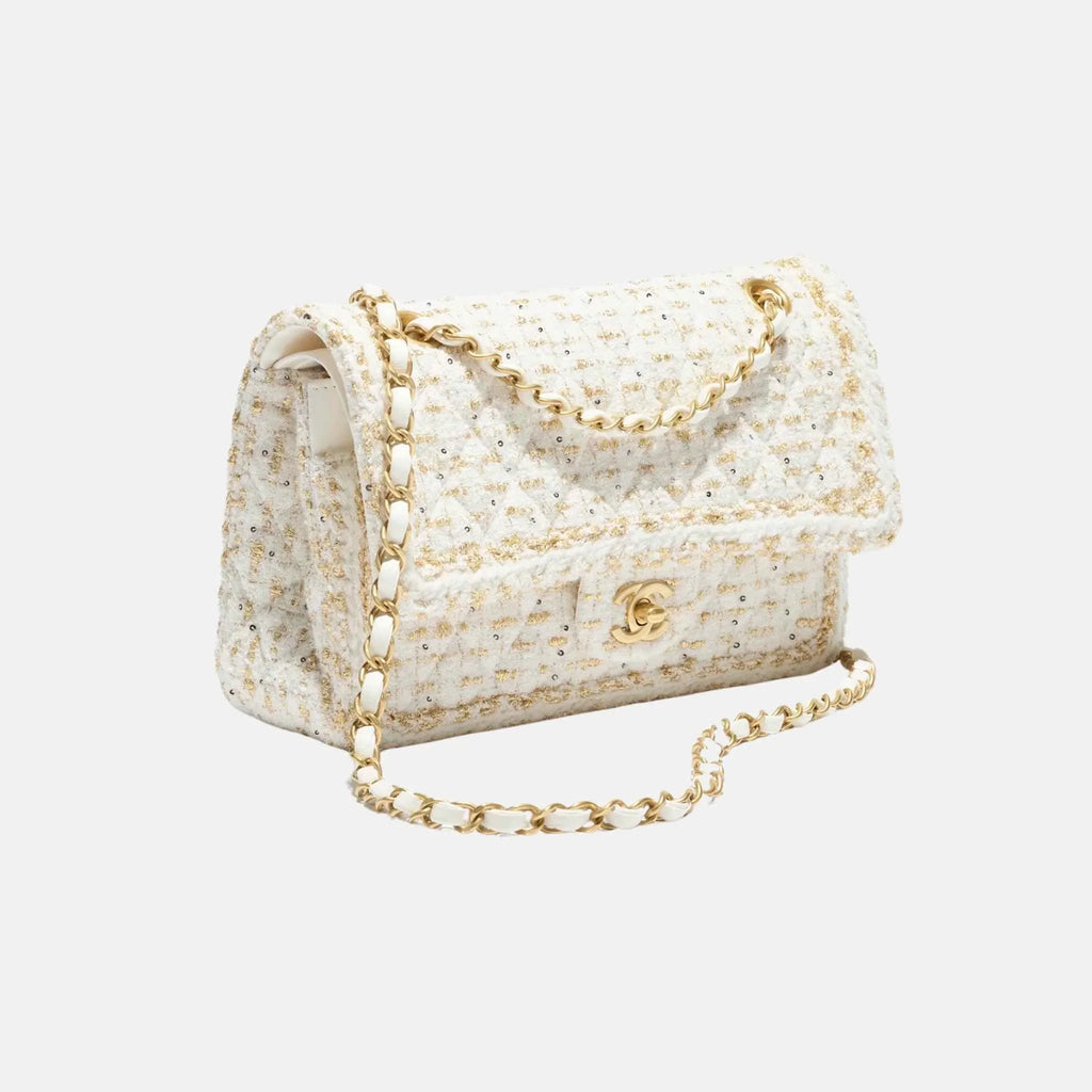 Classic 11.12 Bag Tweed & Gold Metal In Ecru & Gold Chanel оригінал – Купити в Україні – боковий вид