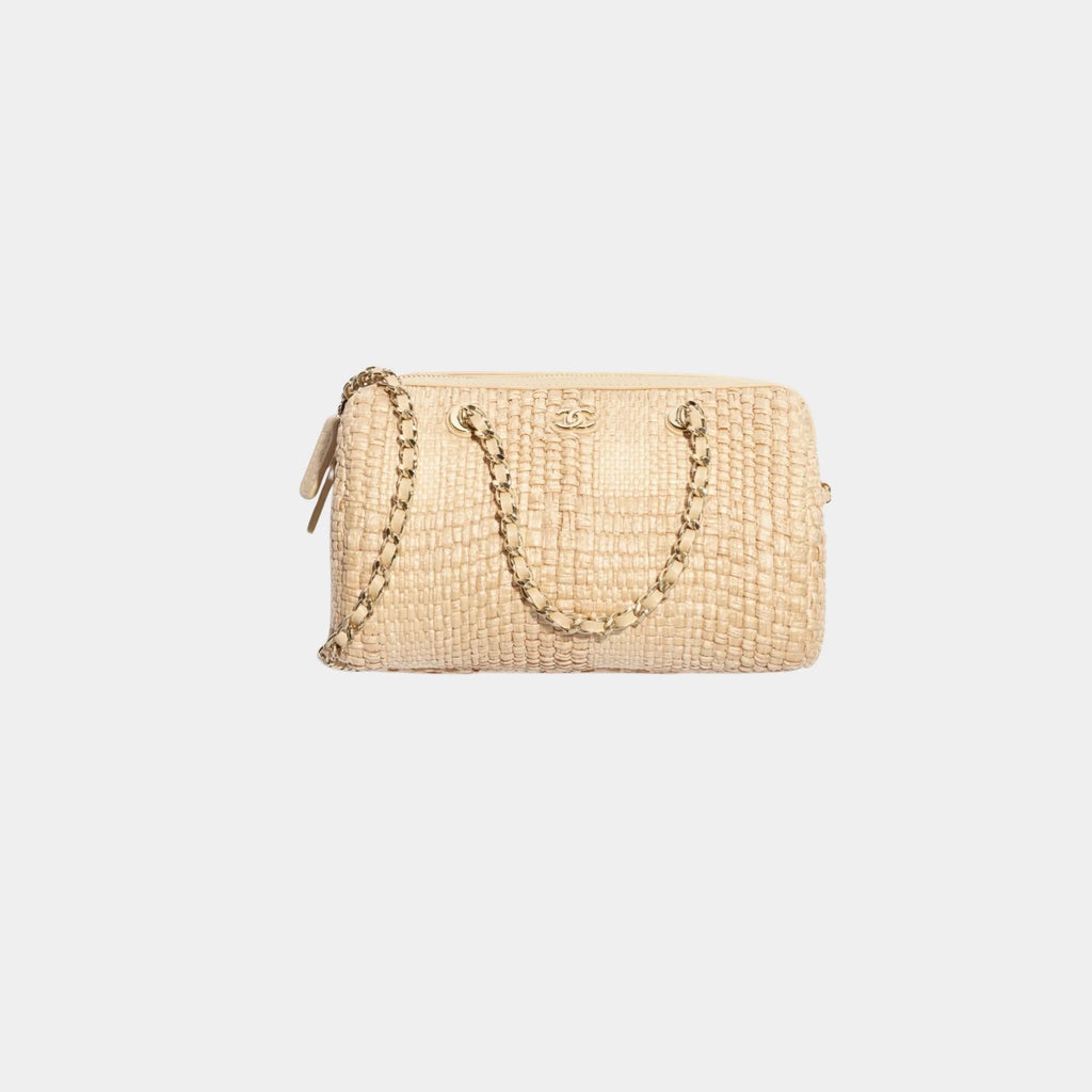 Classic Clutch With Chain Braided Raffia & Gold Tone Metal Chanel – Гарантія оригінальності – боковий вид