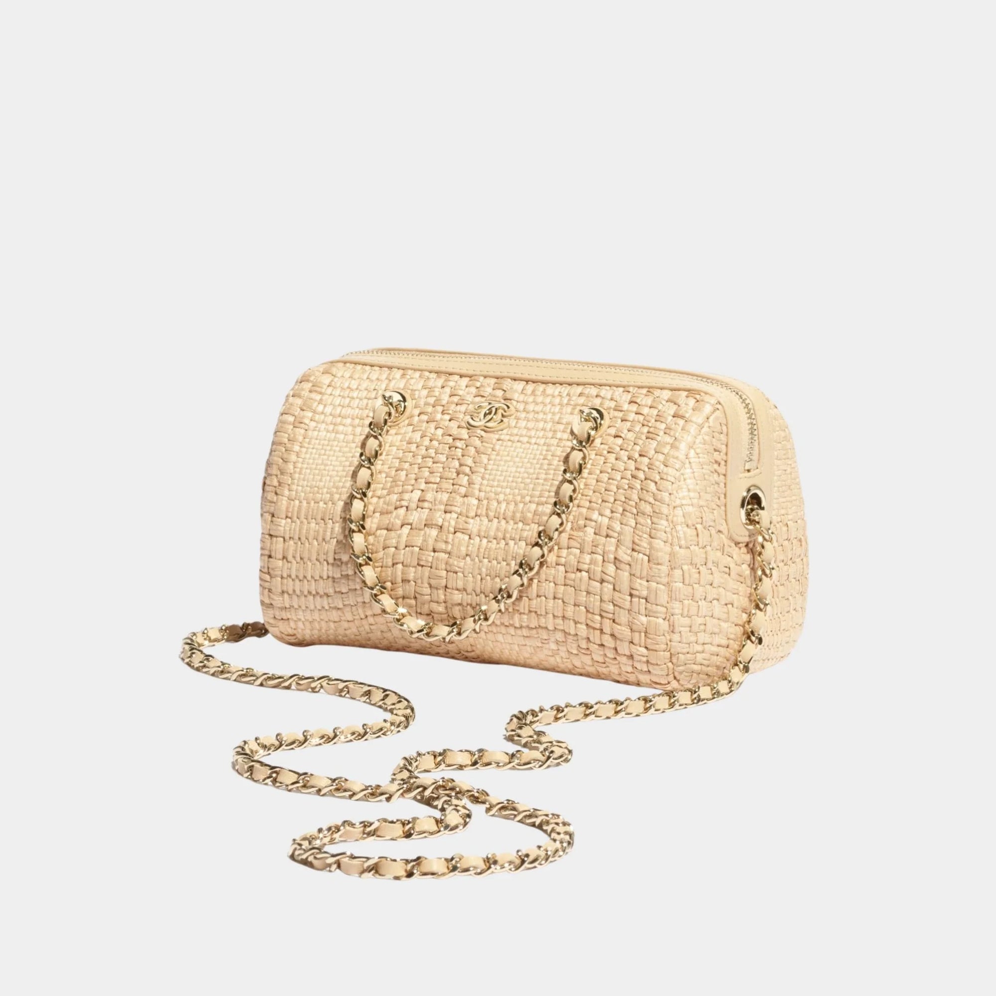 Classic Clutch With Chain Braided Raffia & Gold Tone Metal Chanel – Гарантія оригінальності – вид ззаду