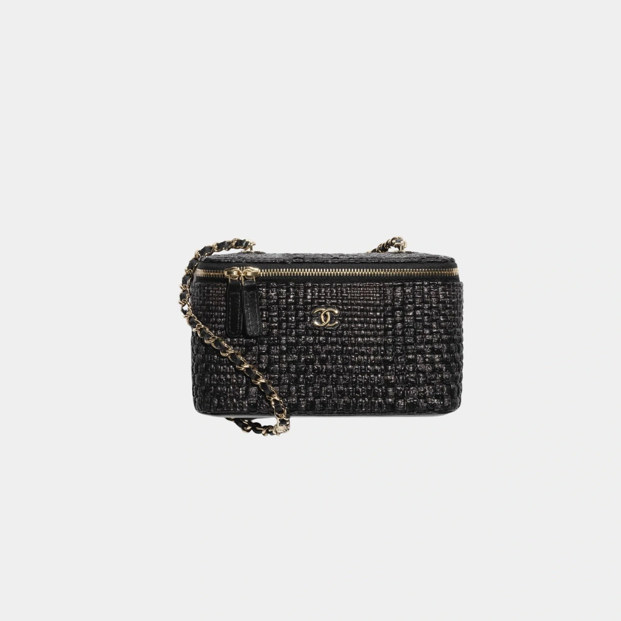 Classic Long Vanity With Chain Braided Raffia & Gold Tone Metal Chanel оригінал – Купити в Україні – боковий вид