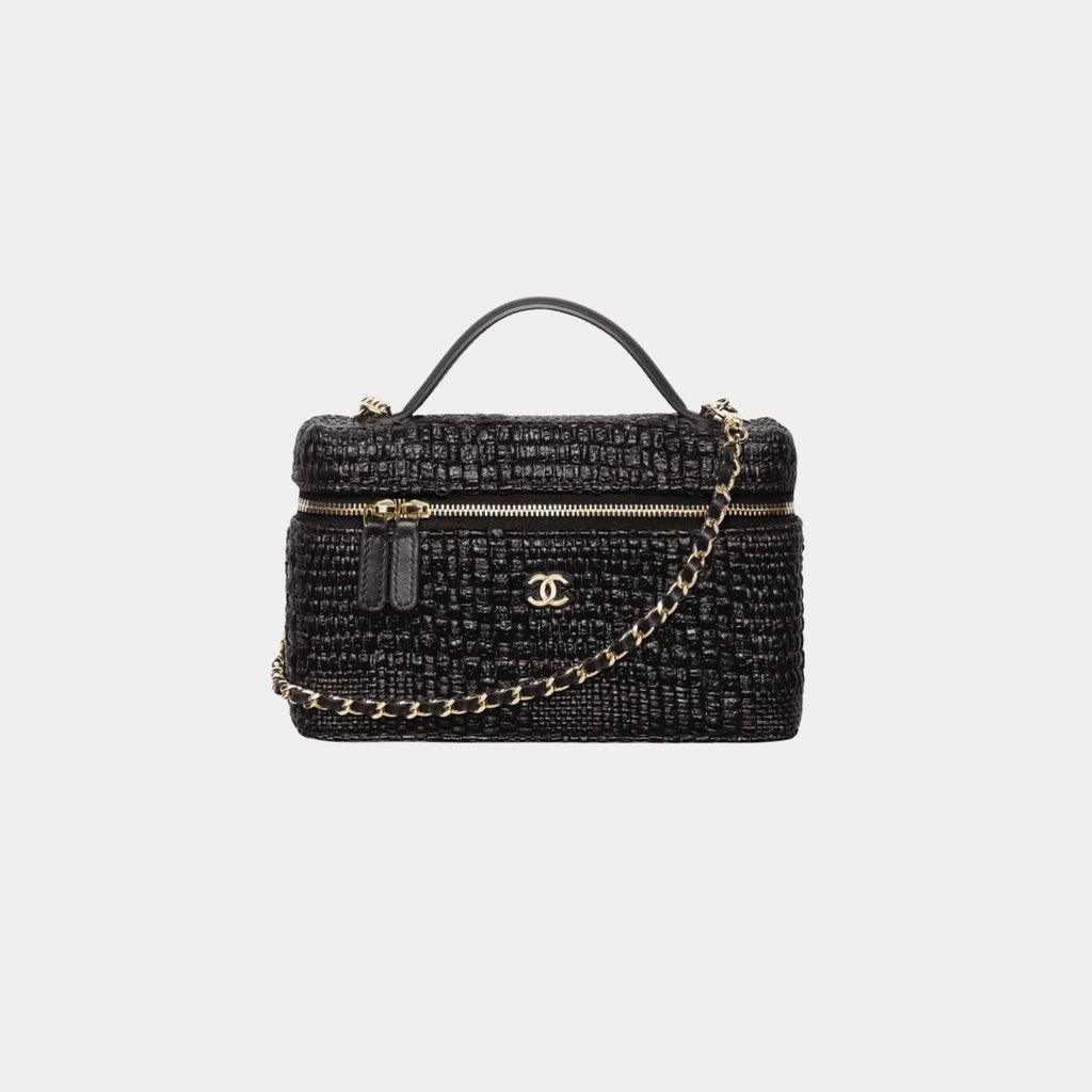 Classic Vanity With Chain Braided Raffia & Gold Tone Metal Chanel – Гарантія оригінальності – боковий вид