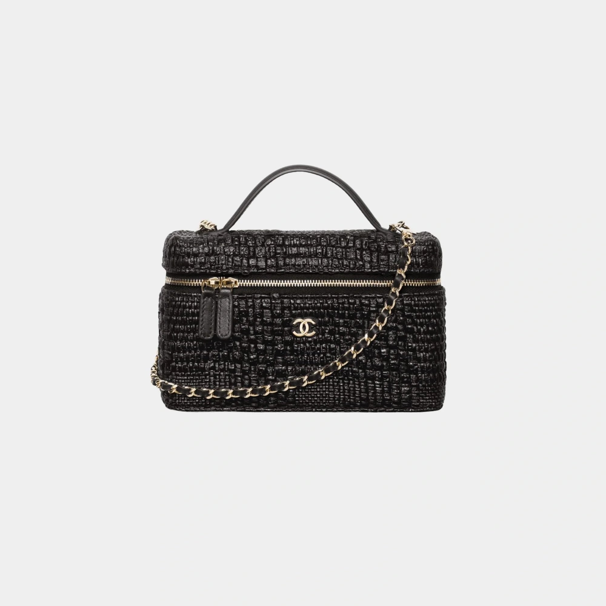 Classic Vanity With Chain Braided Raffia & Gold Tone Metal Chanel – Гарантія оригінальності – боковий вид