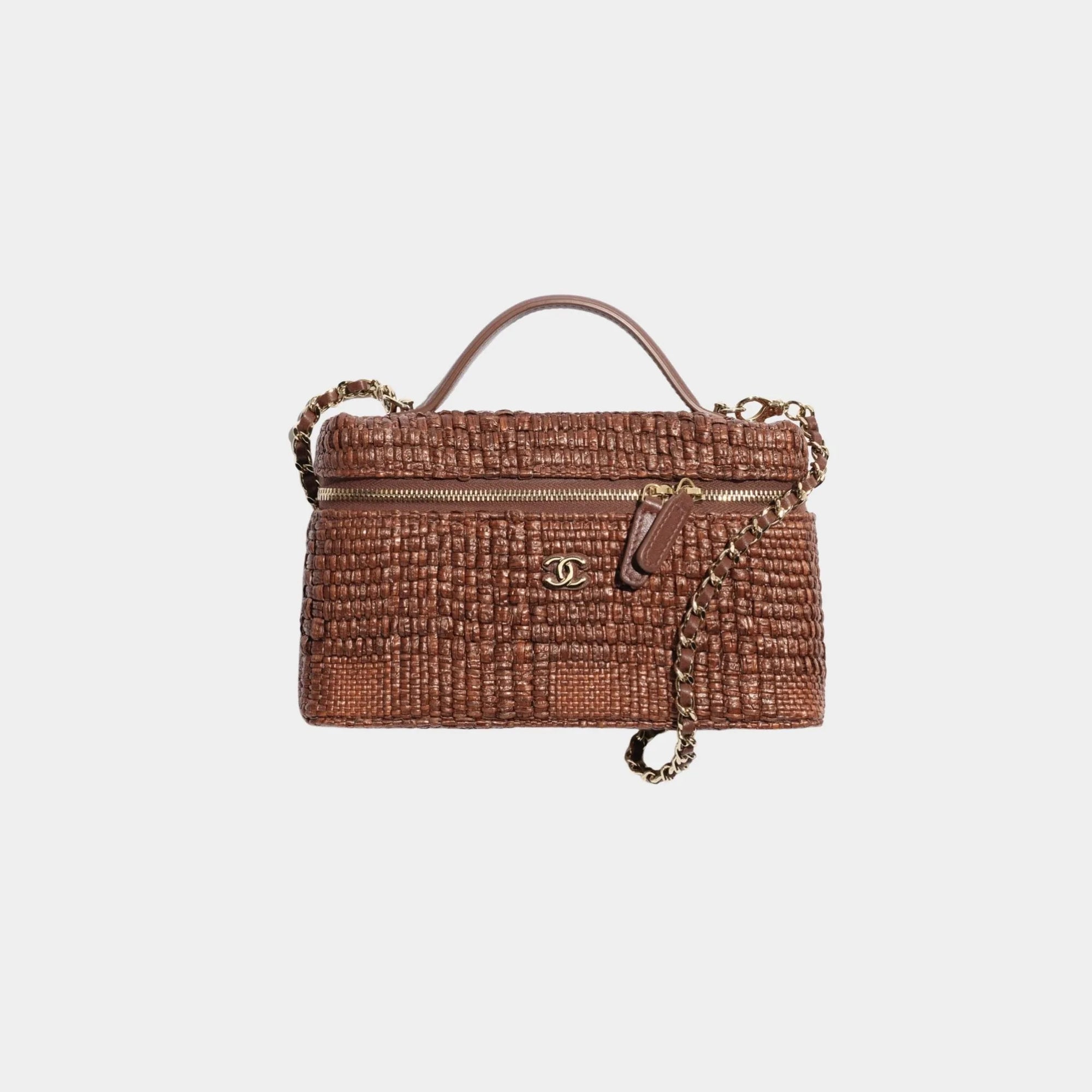 Classic Vanity With Chain Braided Raffia & Gold Tone Metal Chanel – Гарантія оригінальності – вид ззаду