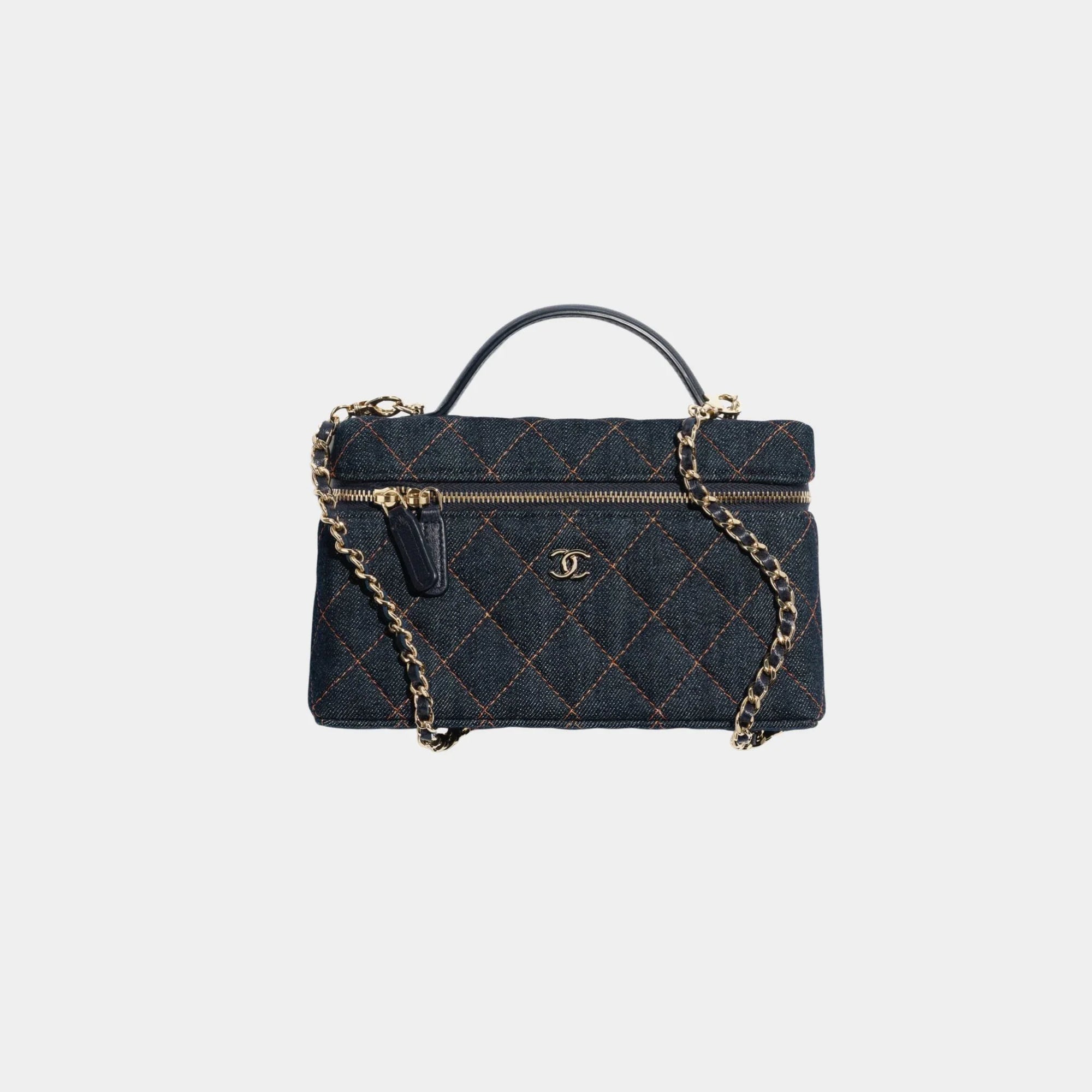 Classic Vanity With Chain Denim & Gold Metal Chanel – Гарантія оригінальності – боковий вид