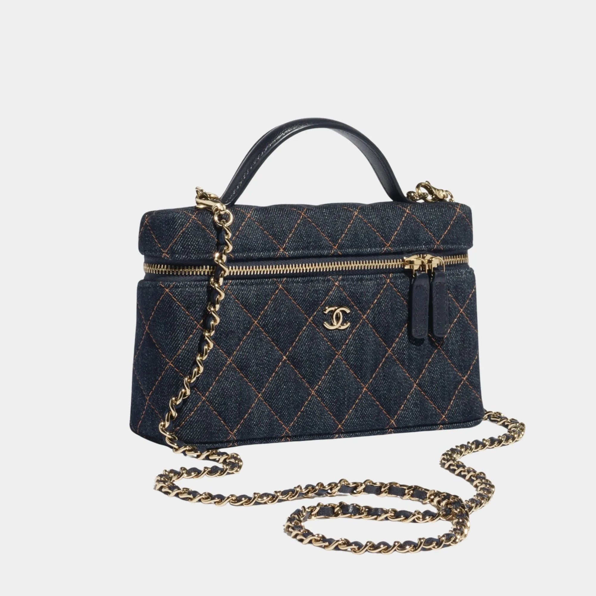 Classic Vanity With Chain Denim & Gold Metal Chanel – Гарантія оригінальності – вид ззаду