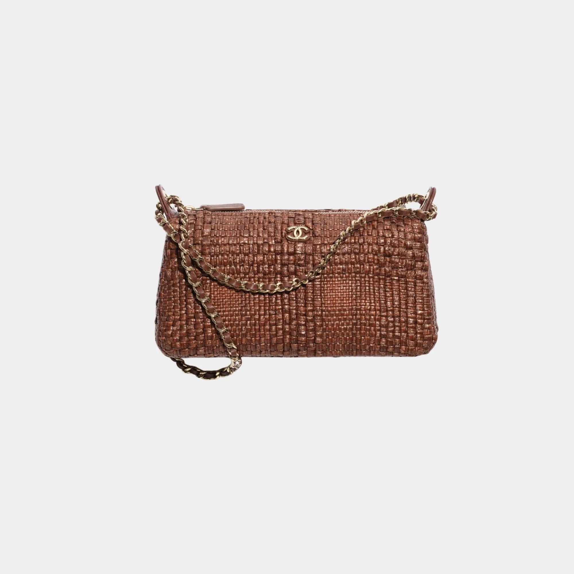 Clutch With Chain Braided Raffia & Gold Tone Metal Chanel – Гарантія оригінальності – боковий вид
