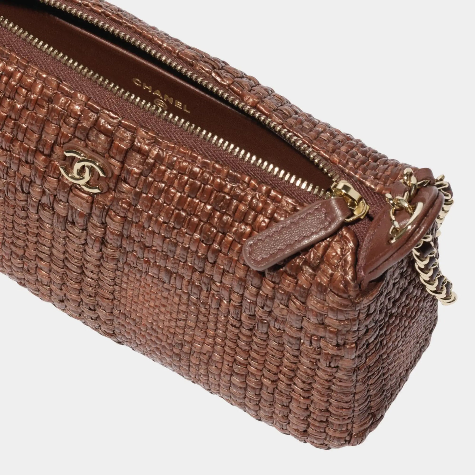 Clutch With Chain Braided Raffia & Gold Tone Metal Chanel – Гарантія оригінальності – детальний вид