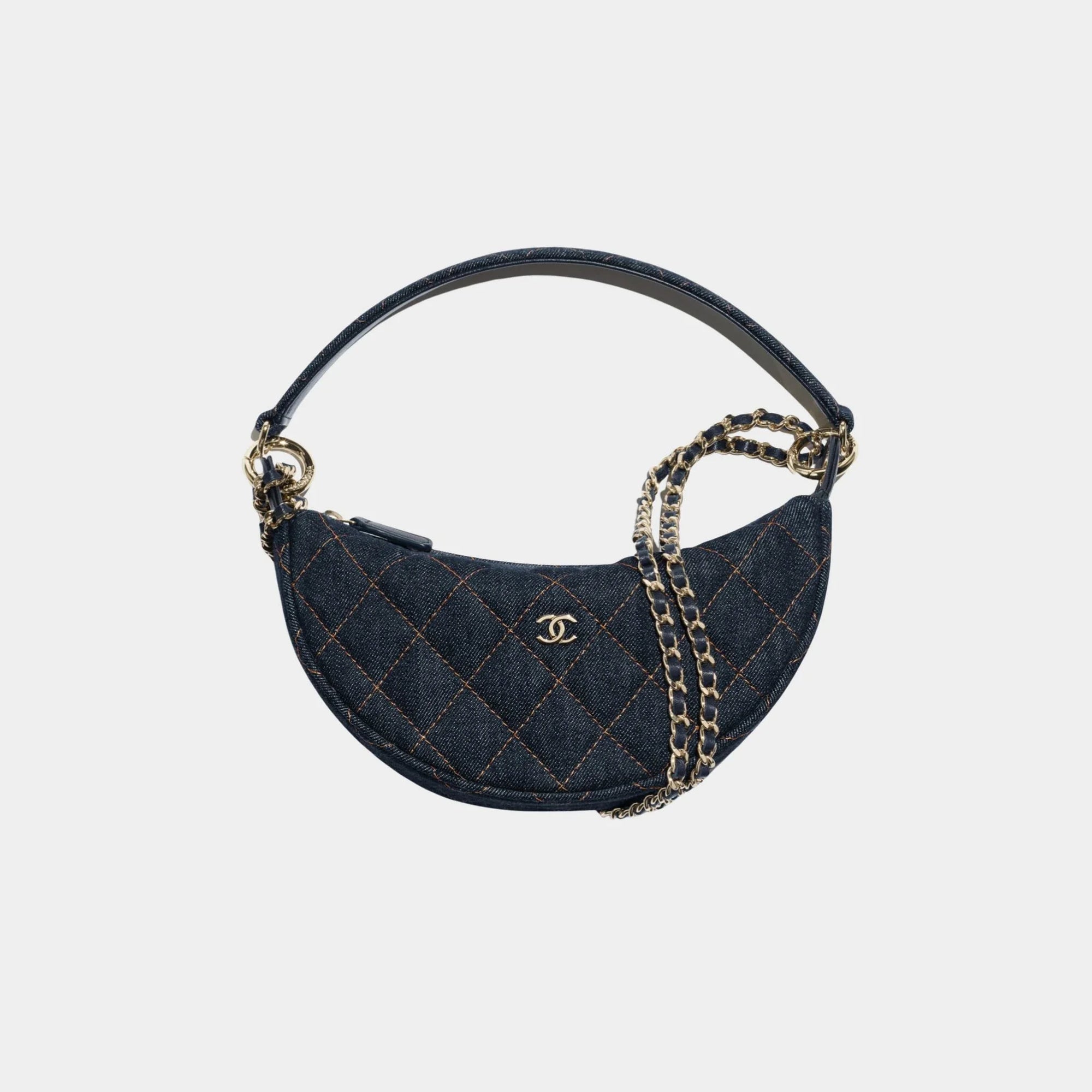 Clutch With Chain Denim & Gold Metal Chanel – Гарантія оригінальності – боковий вид