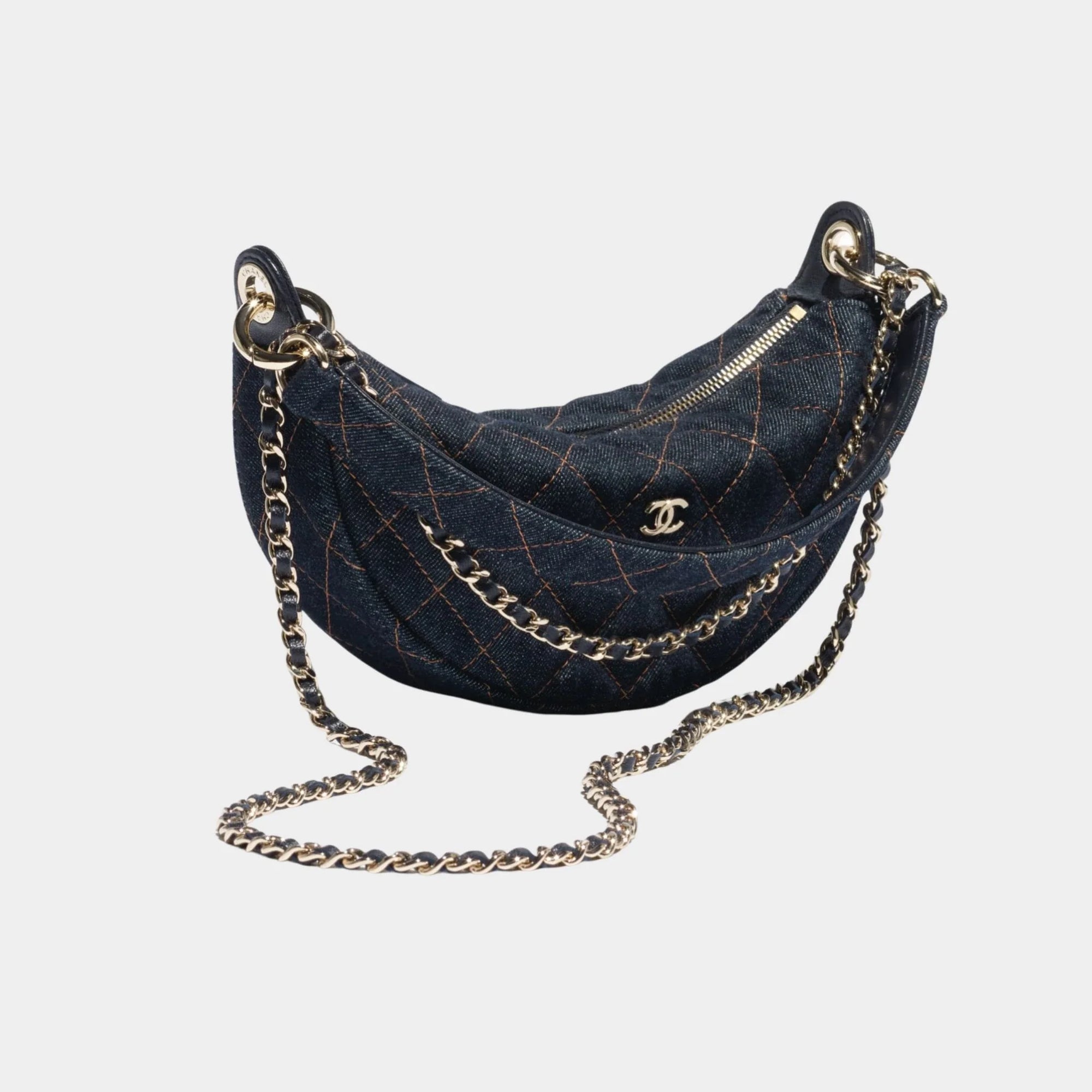 Clutch With Chain Denim & Gold Metal Chanel – Гарантія оригінальності – вид ззаду