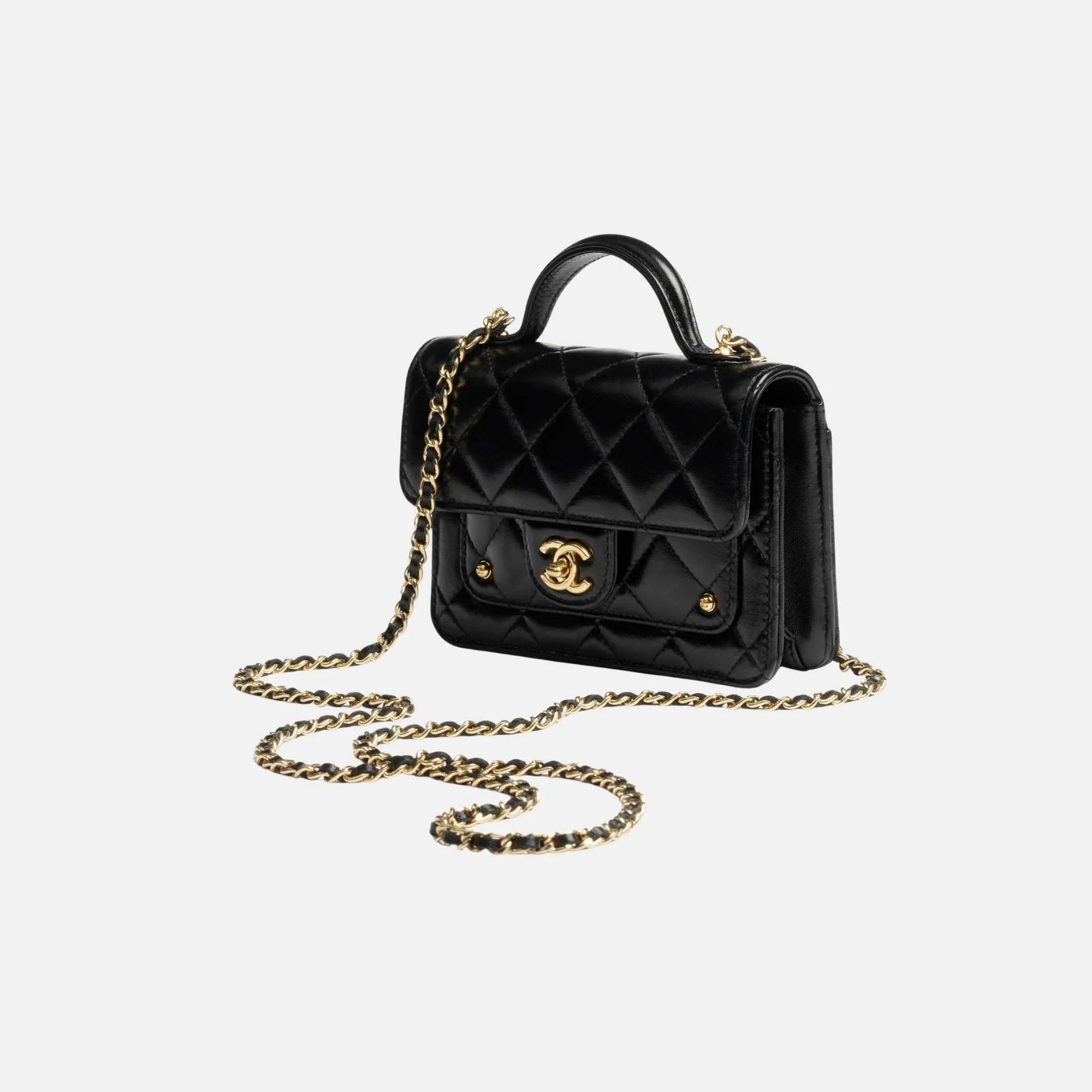 Clutch With Chain In Shiny Lambskin And Gold Metal Chanel – Гарантія оригінальності – детальний вид