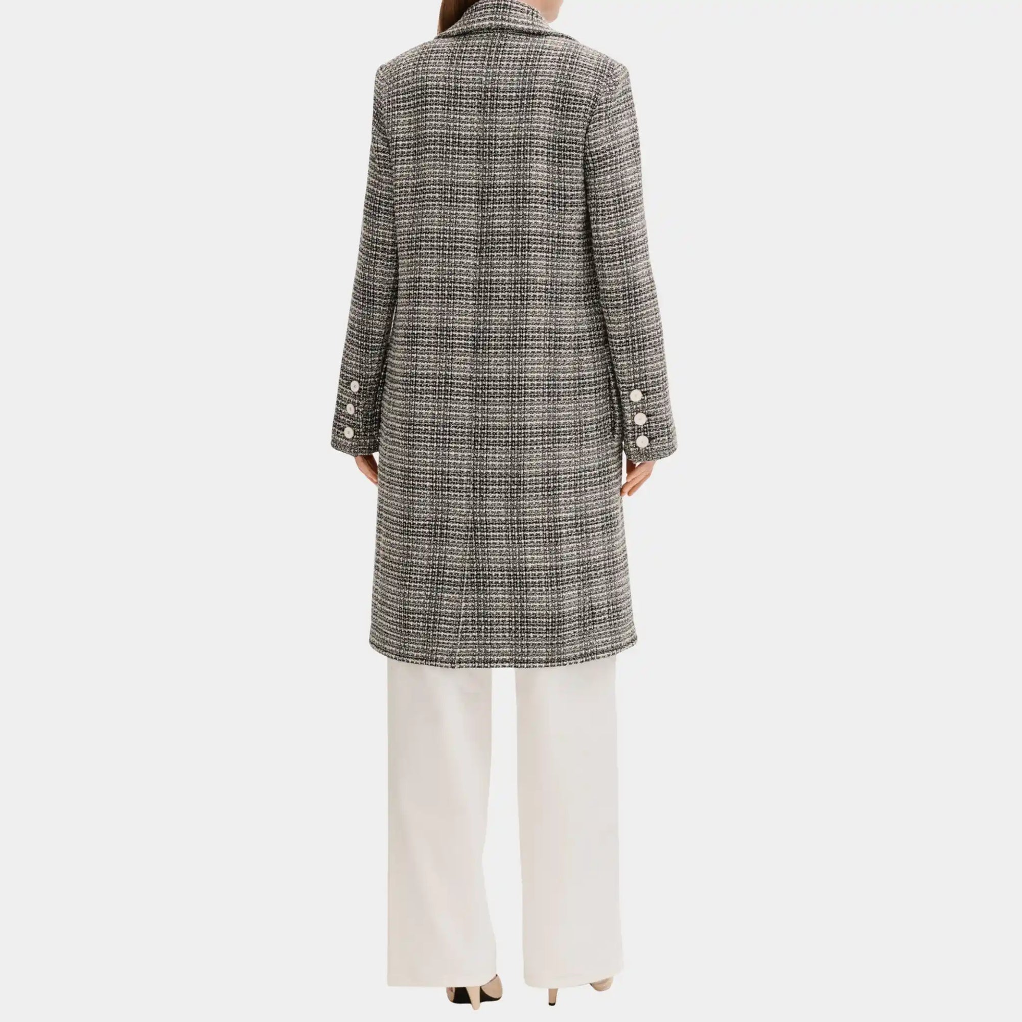 Coat In White And Black Wool Tweed Chanel оригінал – Купити в Україні – вид ззаду