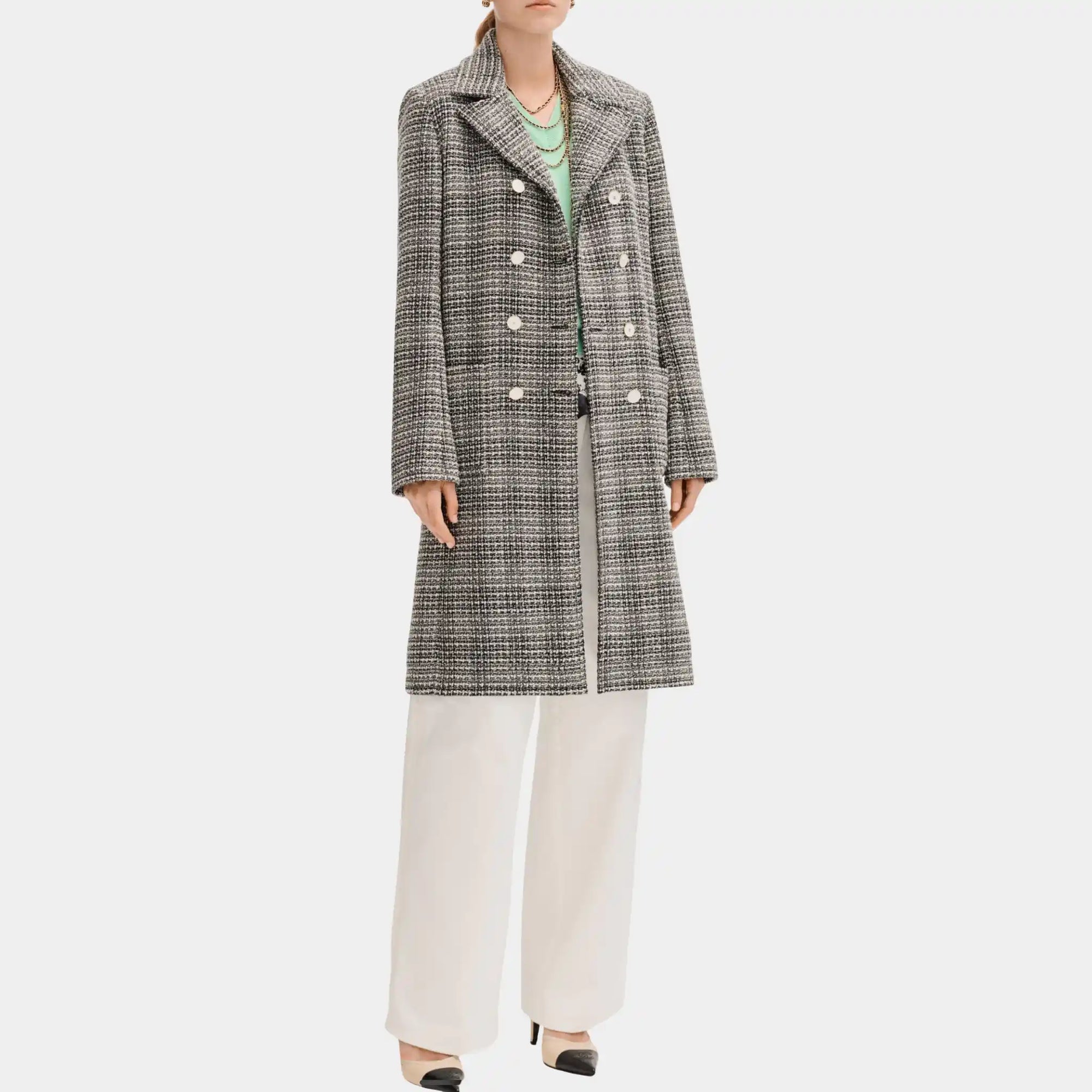 Coat In White And Black Wool Tweed Chanel оригінал – Купити в Україні – боковий вид