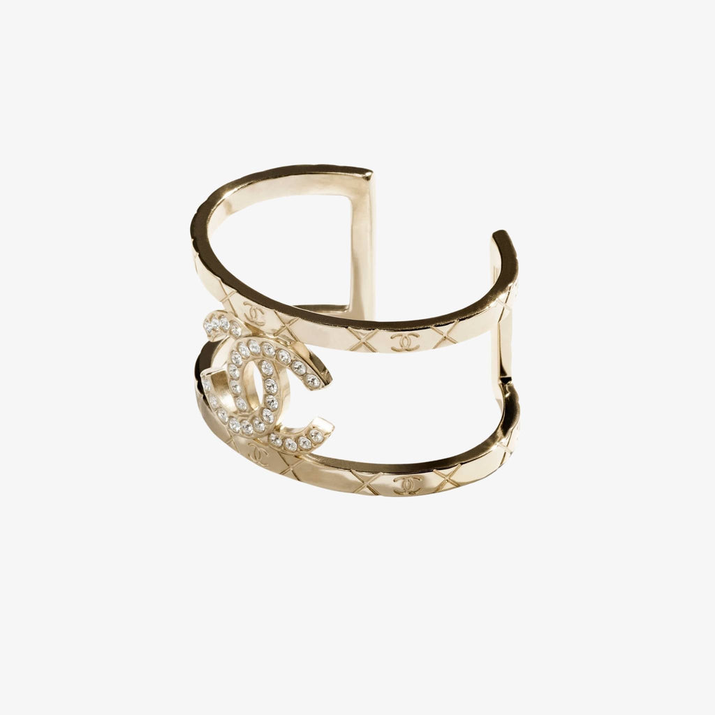 Cuff Metal And Diamonds Gold Crystal Chanel – Гарантія оригінальності – вид ззаду