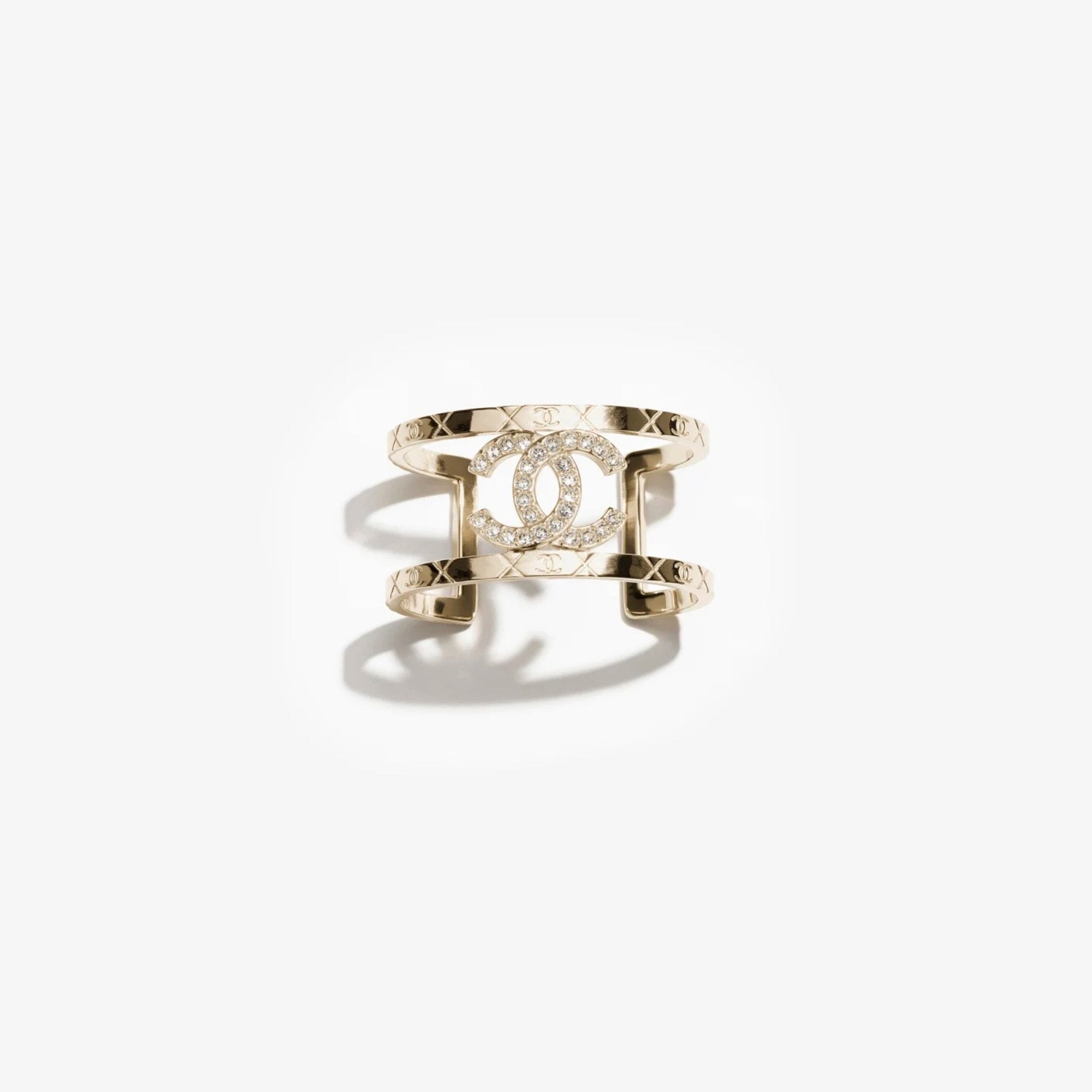 Cuff Metal And Diamonds Gold Crystal Chanel – Гарантія оригінальності – боковий вид