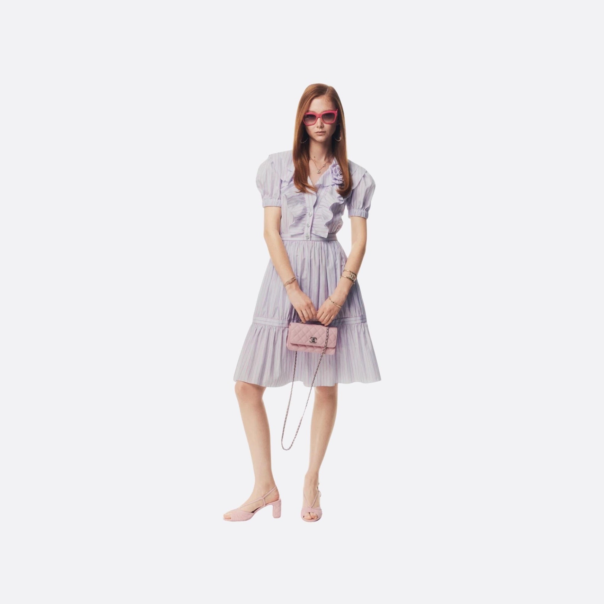 Dress Cotton Poplin White Blue Pink Chanel оригінал – Купити в Україні – боковий вид