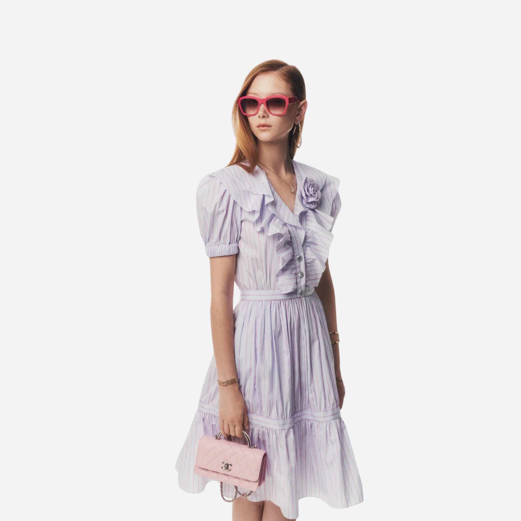 Dress Cotton Poplin White Blue Pink Chanel оригінал – Купити в Україні – вид ззаду