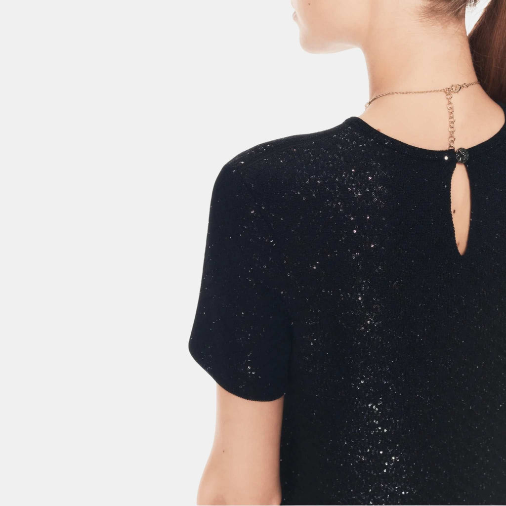 Dress Glittered Mixed Fibers Black Chanel – Гарантія оригінальності – вид ззаду