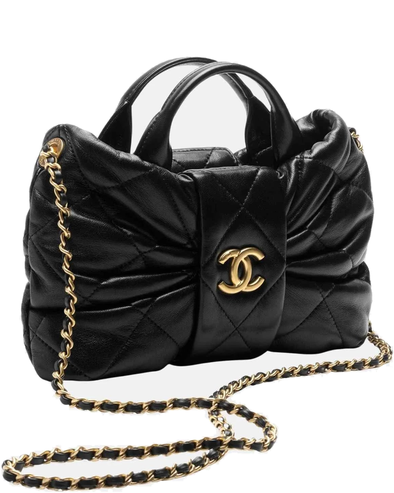 Mini Bow Bag Shiny Lambskin Black Gold Tone Metal Chanel оригінал – Купити в Україні