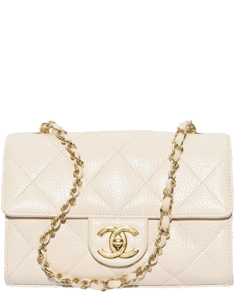 Оригінальна Mini Flap Bag Grained Calfskin & Gold-Tone Metal In Light Beige Chanel